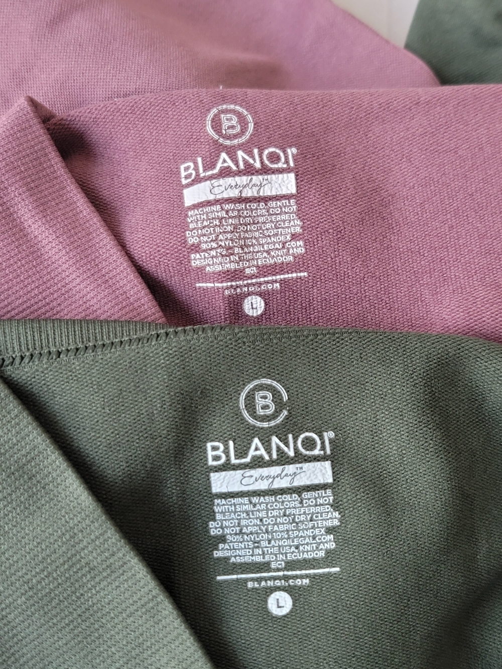 BLANQI Large 2-Pk Athletic Maternity Leggings Olive Green (Cropped) Mauve (7/8) - Picture 4 of 10